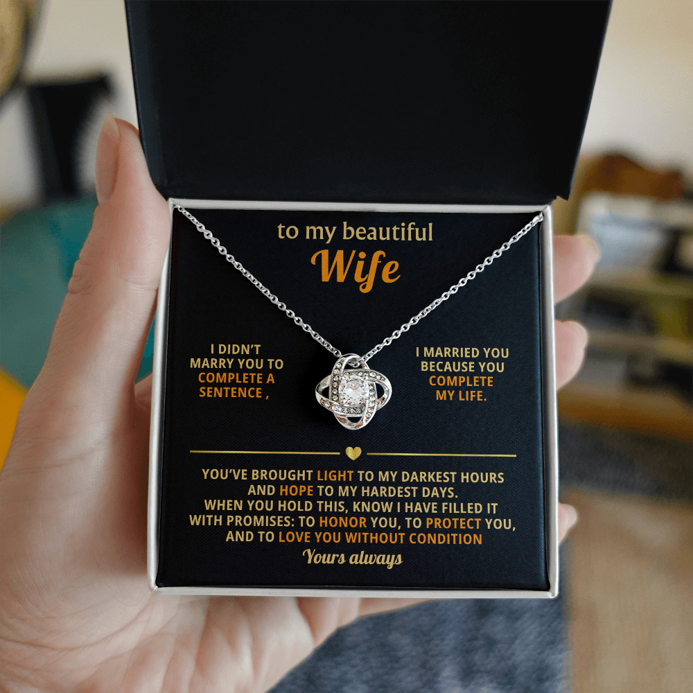 To My Beautiful Wife – Love Knot Necklace, You Complete My Life