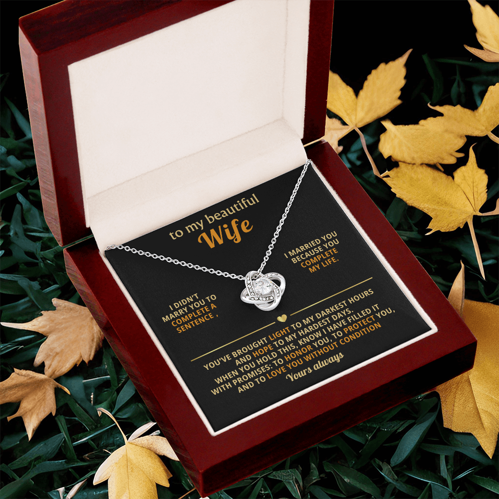 To My Beautiful Wife – Love Knot Necklace, You Complete My Life
