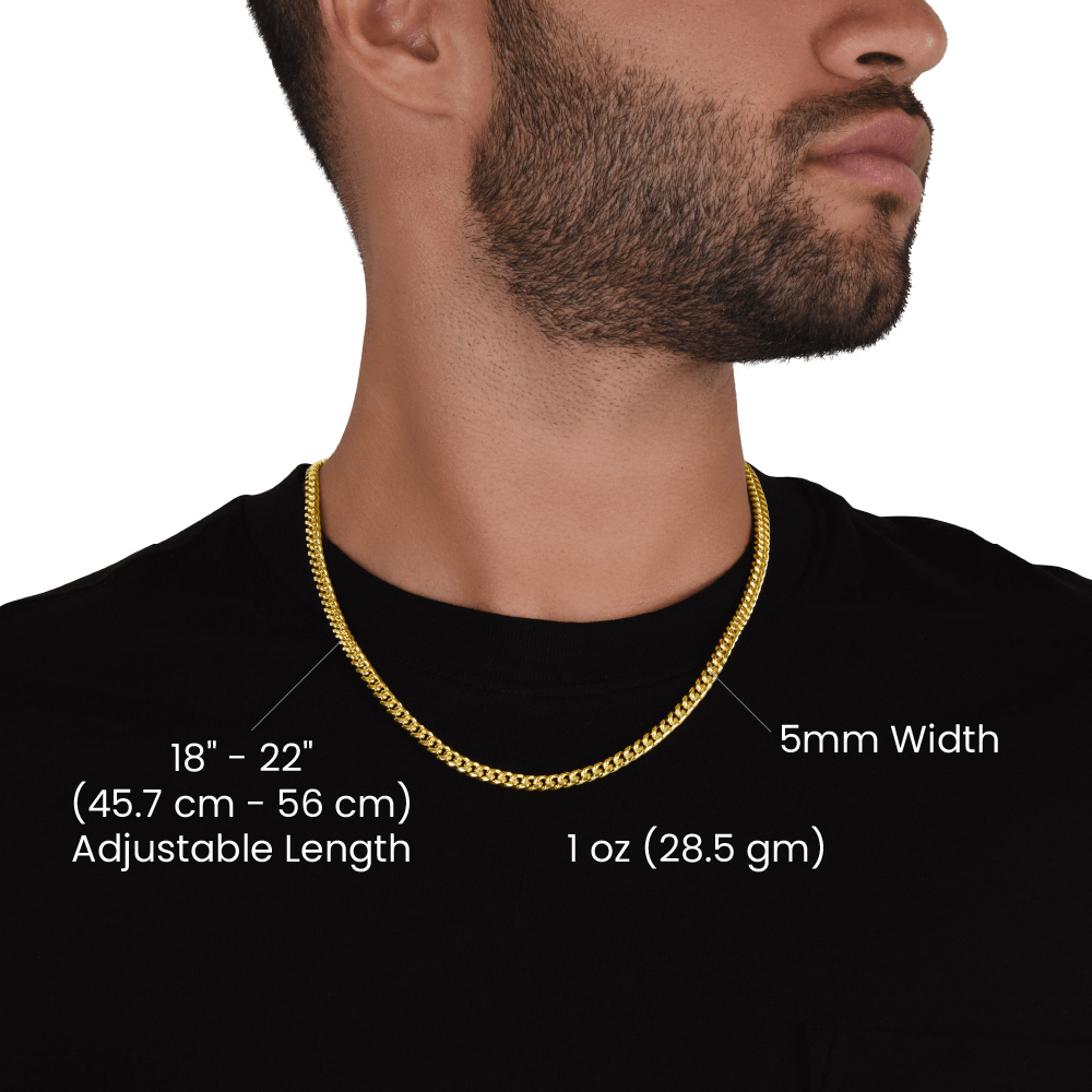 Men's Cuban Link Chain – Polished Stainless Steel or 14K Gold Finish, Adjustable Fit