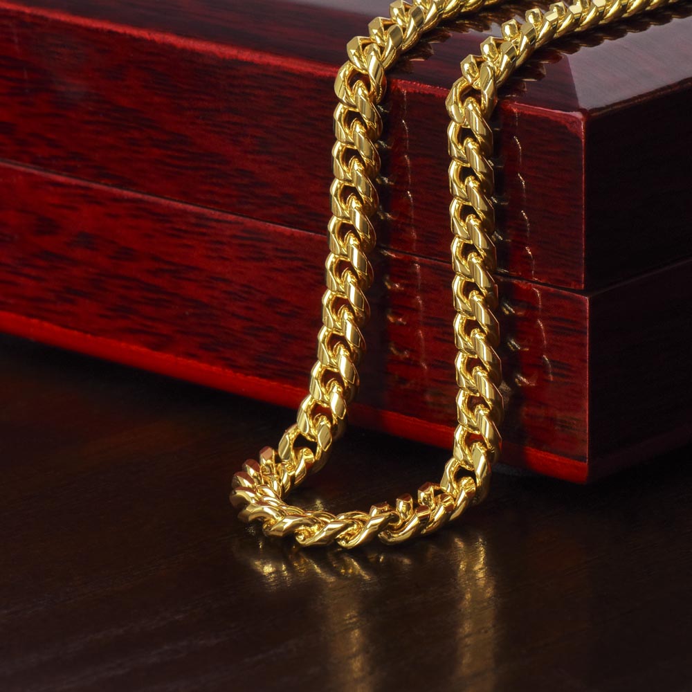Men's Cuban Link Chain – Polished Stainless Steel or 14K Gold Finish, Adjustable Fit