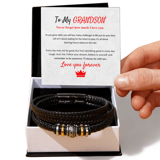 To My Grandson – “Love You Forever” Bracelet, Meaningful Gift from Grandma or Grandpa