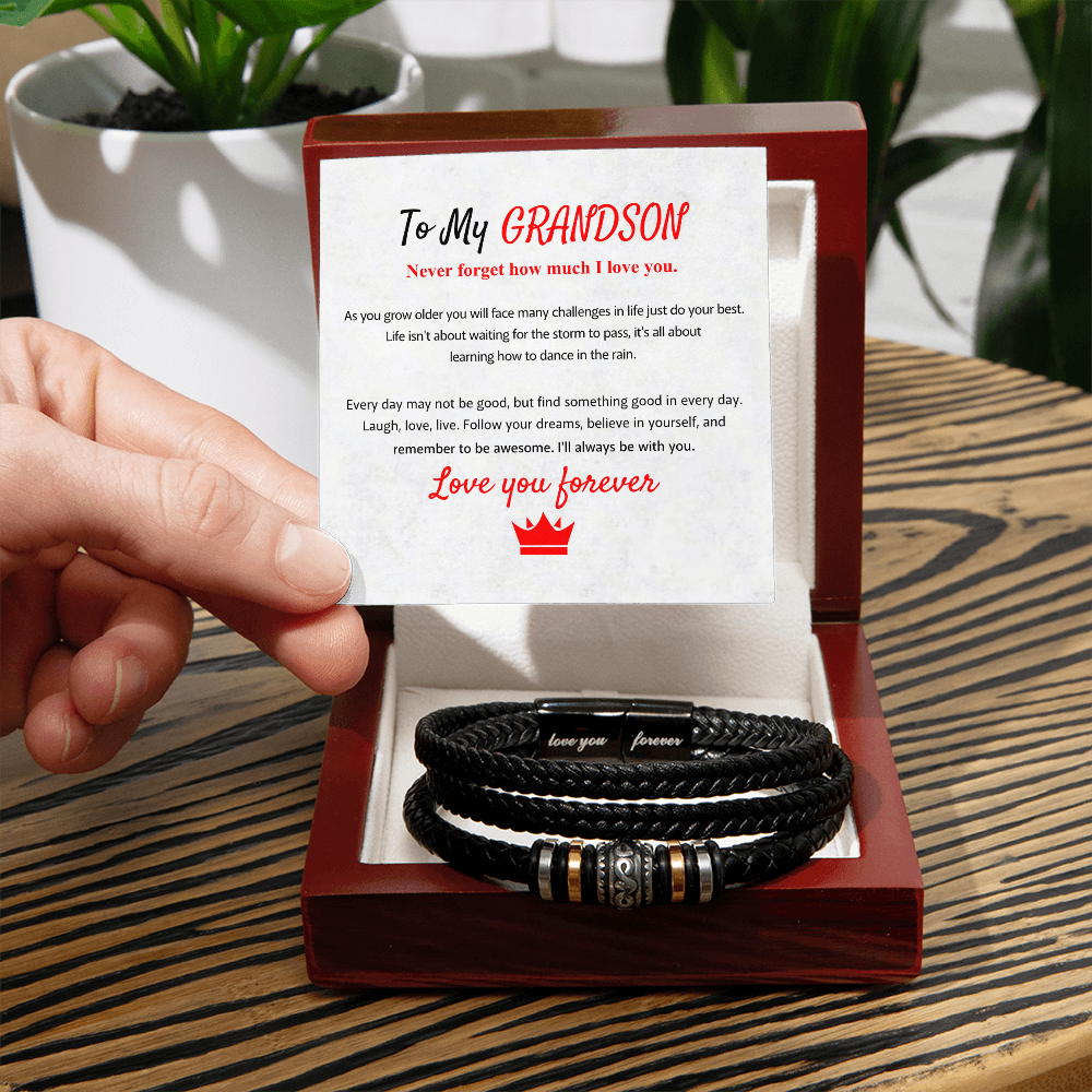 To My Grandson – “Love You Forever” Bracelet, Meaningful Gift from Grandma or Grandpa