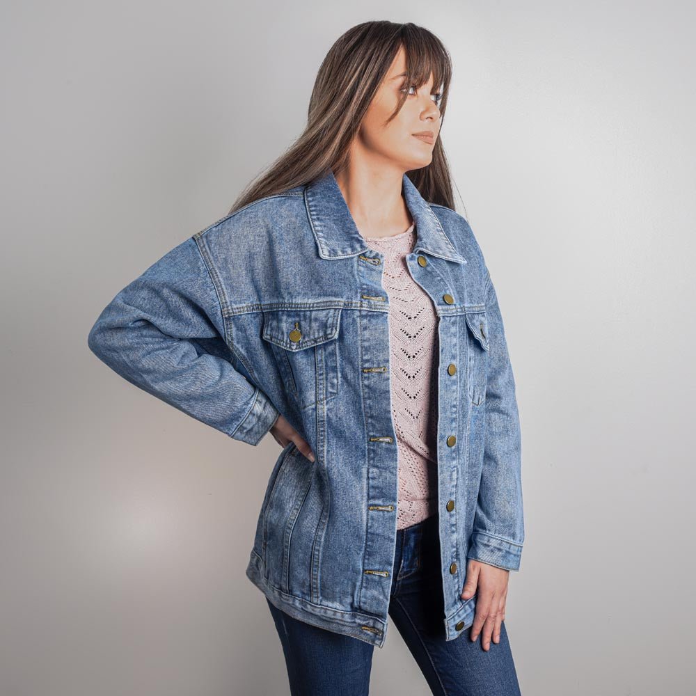 Country Dancing Oversized Denim Jacket – Women's Western Style - Versatile Zing