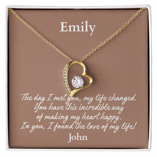 Personalized Forever Love Necklace – Custom Name Gift for Her, Romantic Heart Pendant