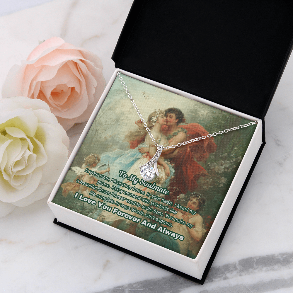 "Classic Love Masterpiece" - Soulmate Necklace with Crystal Pendant  in Romantic Art Gift Box (Available in White & Yellow Gold)