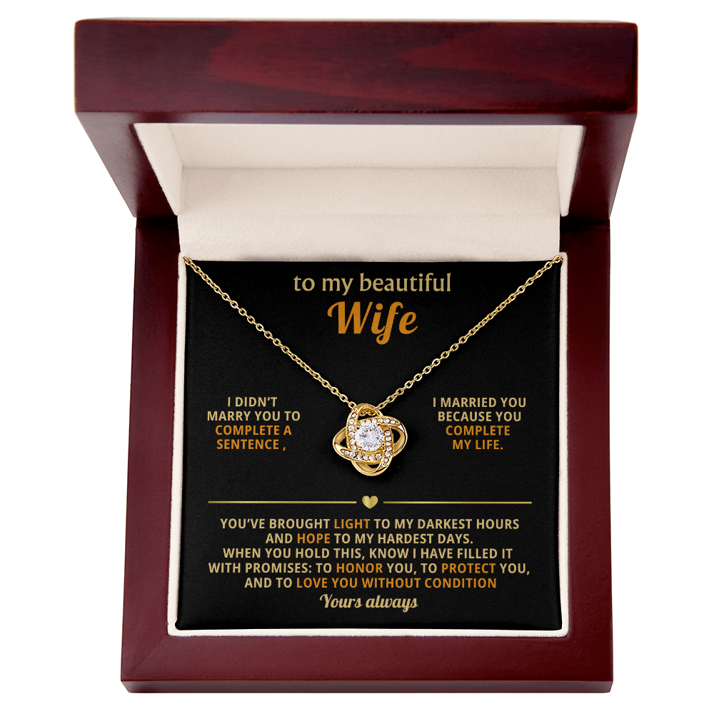 To My Beautiful Wife – Love Knot Necklace, You Complete My Life