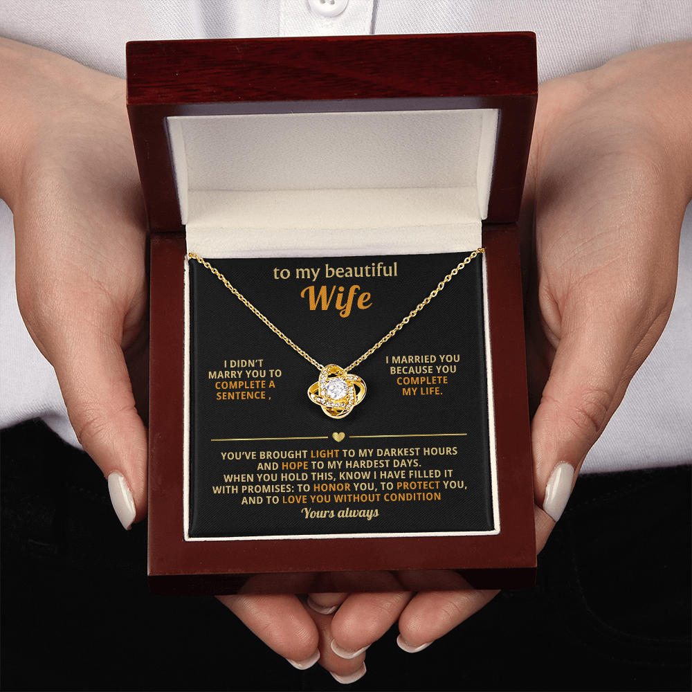 To My Beautiful Wife – Love Knot Necklace, You Complete My Life