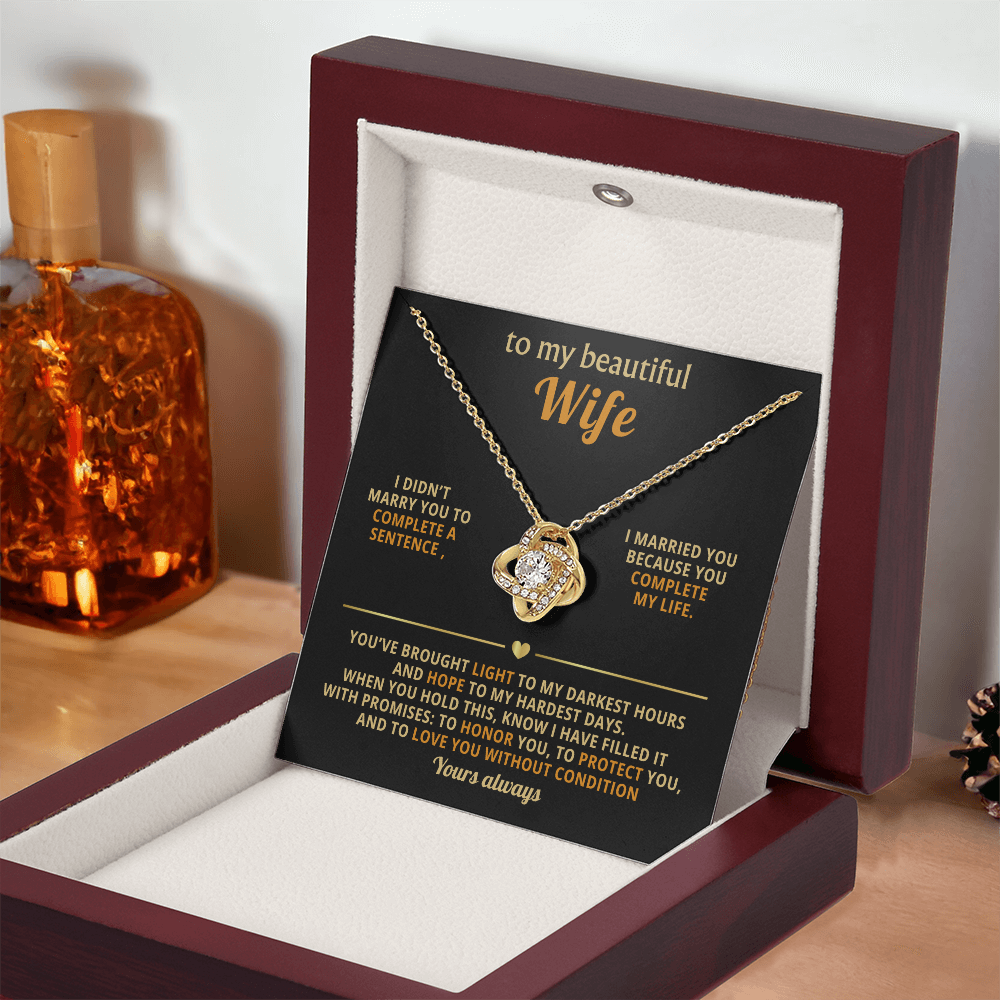 To My Beautiful Wife – Love Knot Necklace, You Complete My Life