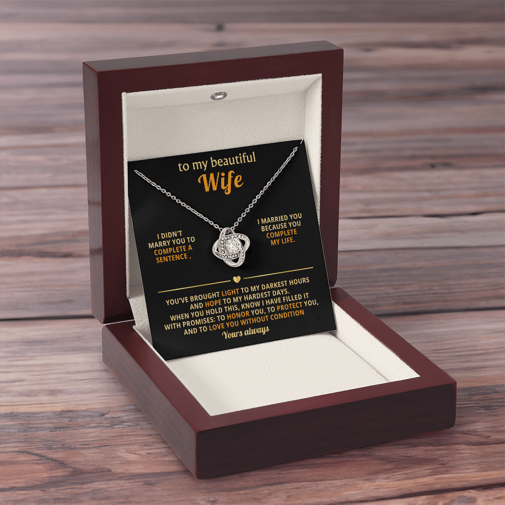 To My Beautiful Wife – Love Knot Necklace, You Complete My Life