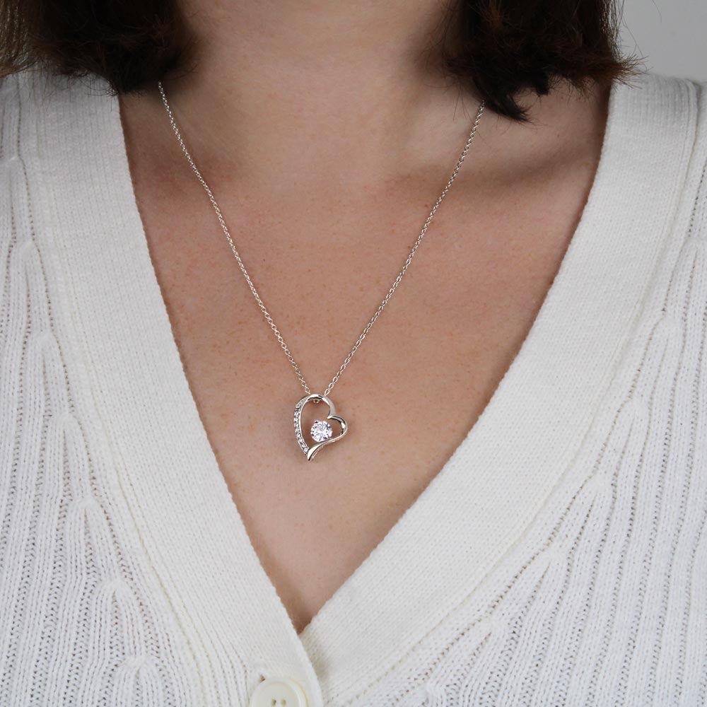 Forever Love Necklace – Heart Pendant with Sparkling CZ Crystal, Romantic Gift for Her