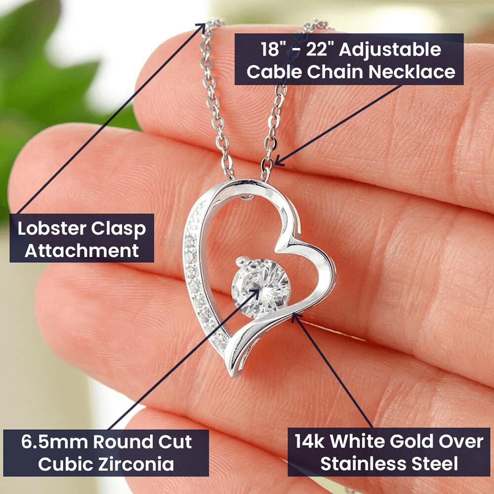 Forever Love Necklace – Heart Pendant with Sparkling CZ Crystal, Romantic Gift for Her