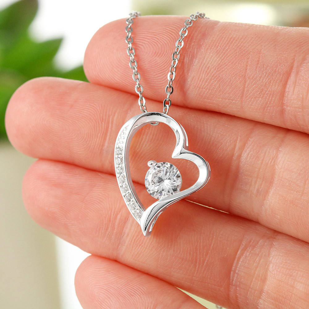 Forever Love Necklace – Heart Pendant with Sparkling CZ Crystal, Romantic Gift for Her