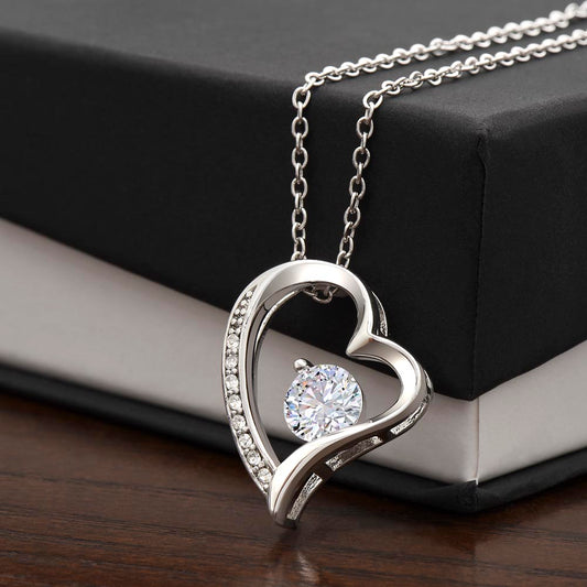 Forever Love Necklace – Heart Pendant with Sparkling CZ Crystal, Romantic Gift for Her