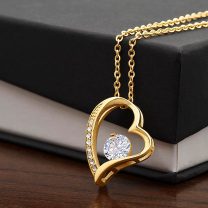 Forever Love Necklace – Heart Pendant with Sparkling CZ Crystal, Romantic Gift for Her