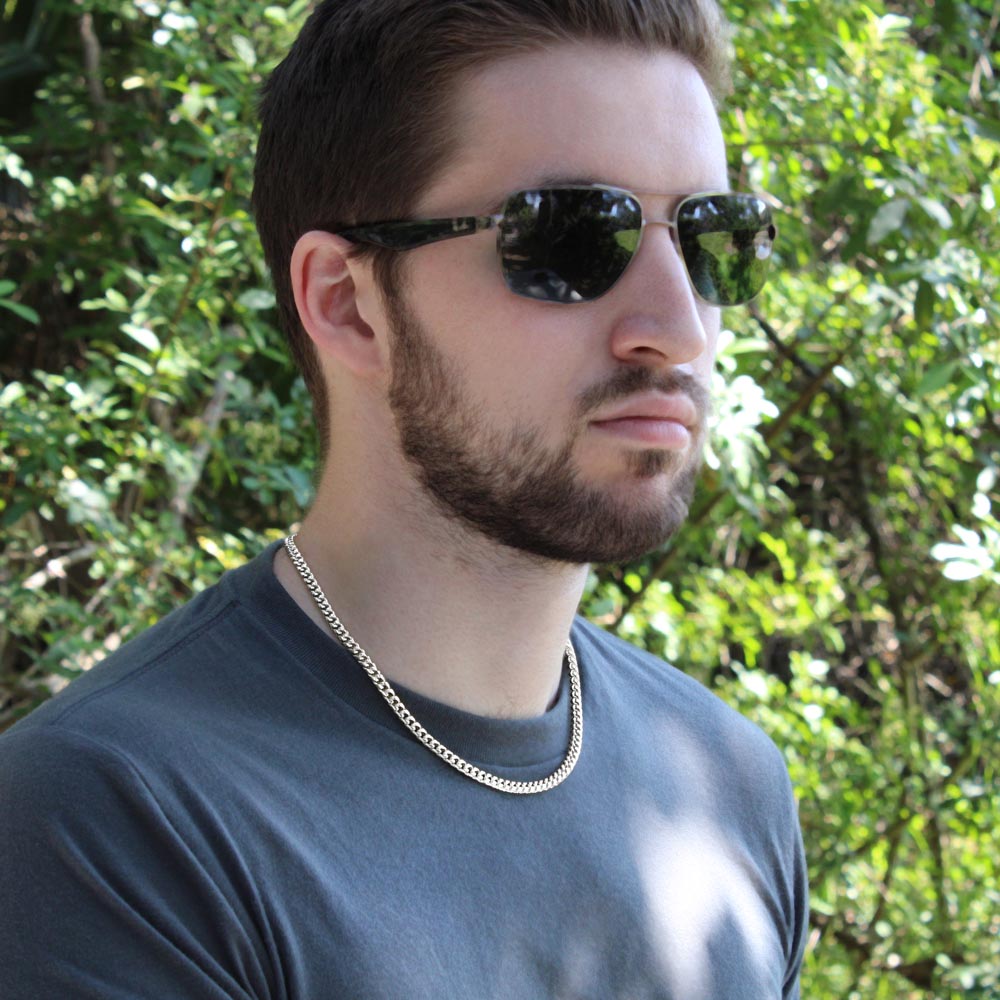 Men's Cuban Link Chain – Polished Stainless Steel or 14K Gold Finish, Adjustable Fit