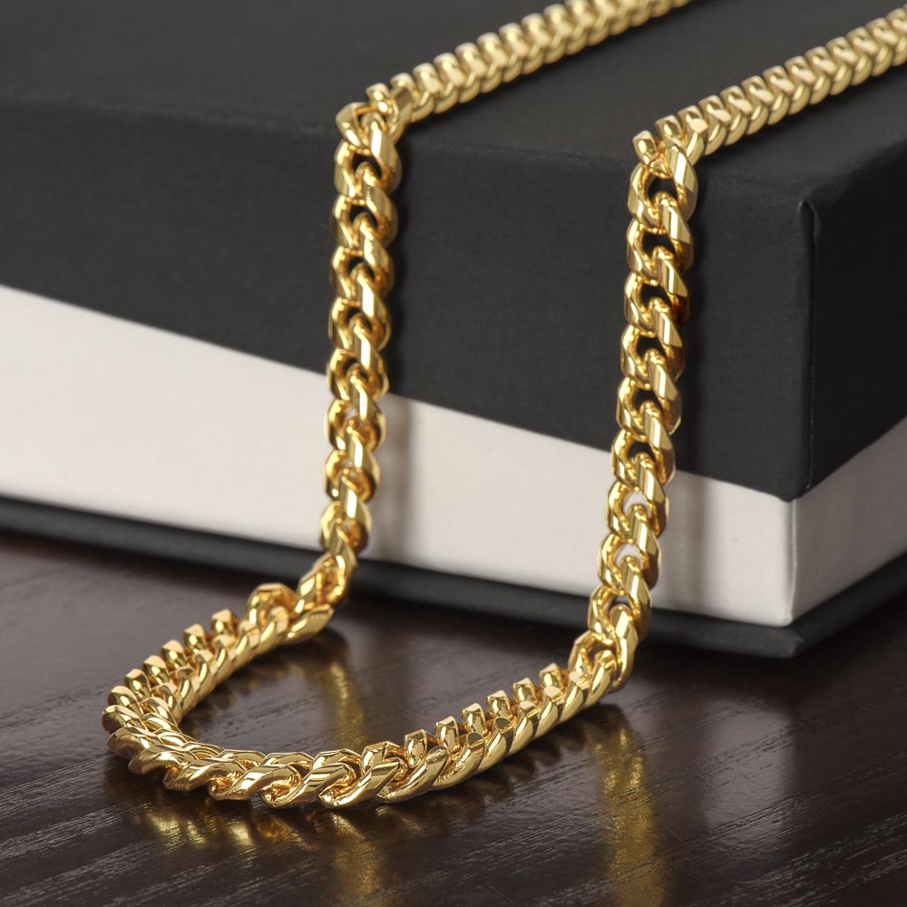 Men's Cuban Link Chain – Polished Stainless Steel or 14K Gold Finish, Adjustable Fit