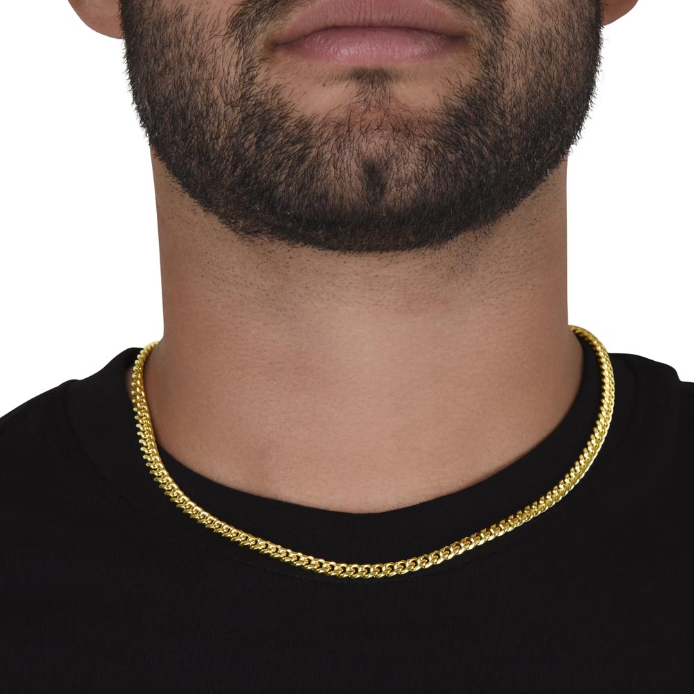 Men's Cuban Link Chain – Polished Stainless Steel or 14K Gold Finish, Adjustable Fit