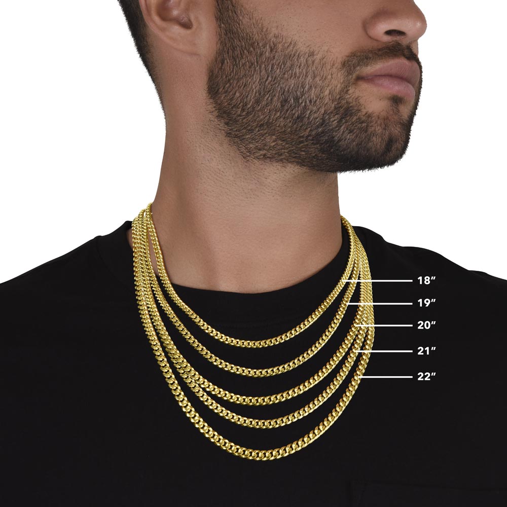 Men's Cuban Link Chain – Polished Stainless Steel or 14K Gold Finish, Adjustable Fit