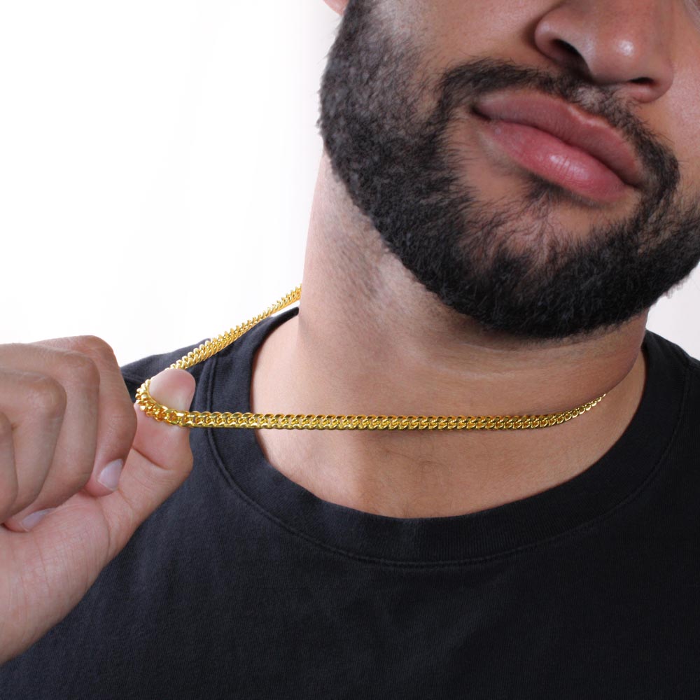 Men's Cuban Link Chain – Polished Stainless Steel or 14K Gold Finish, Adjustable Fit