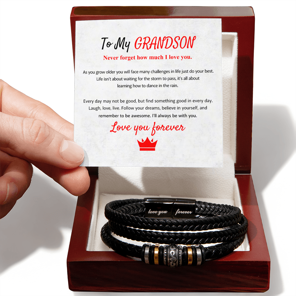 To My Grandson – “Love You Forever” Bracelet, Meaningful Gift from Grandma or Grandpa