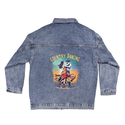 Country Dancing Oversized Denim Jacket – Women's Western Style