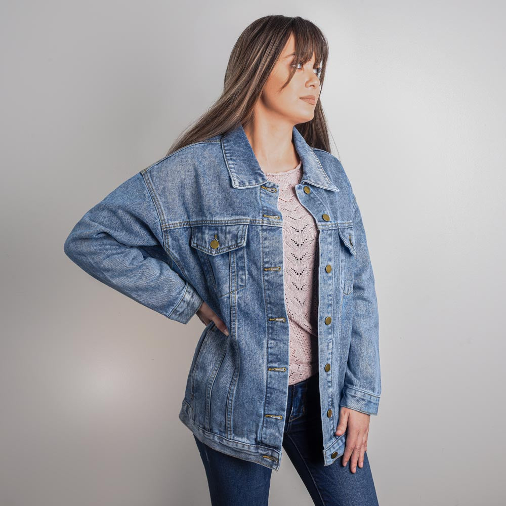 Country Dancing Oversized Denim Jacket – Women's Western Style