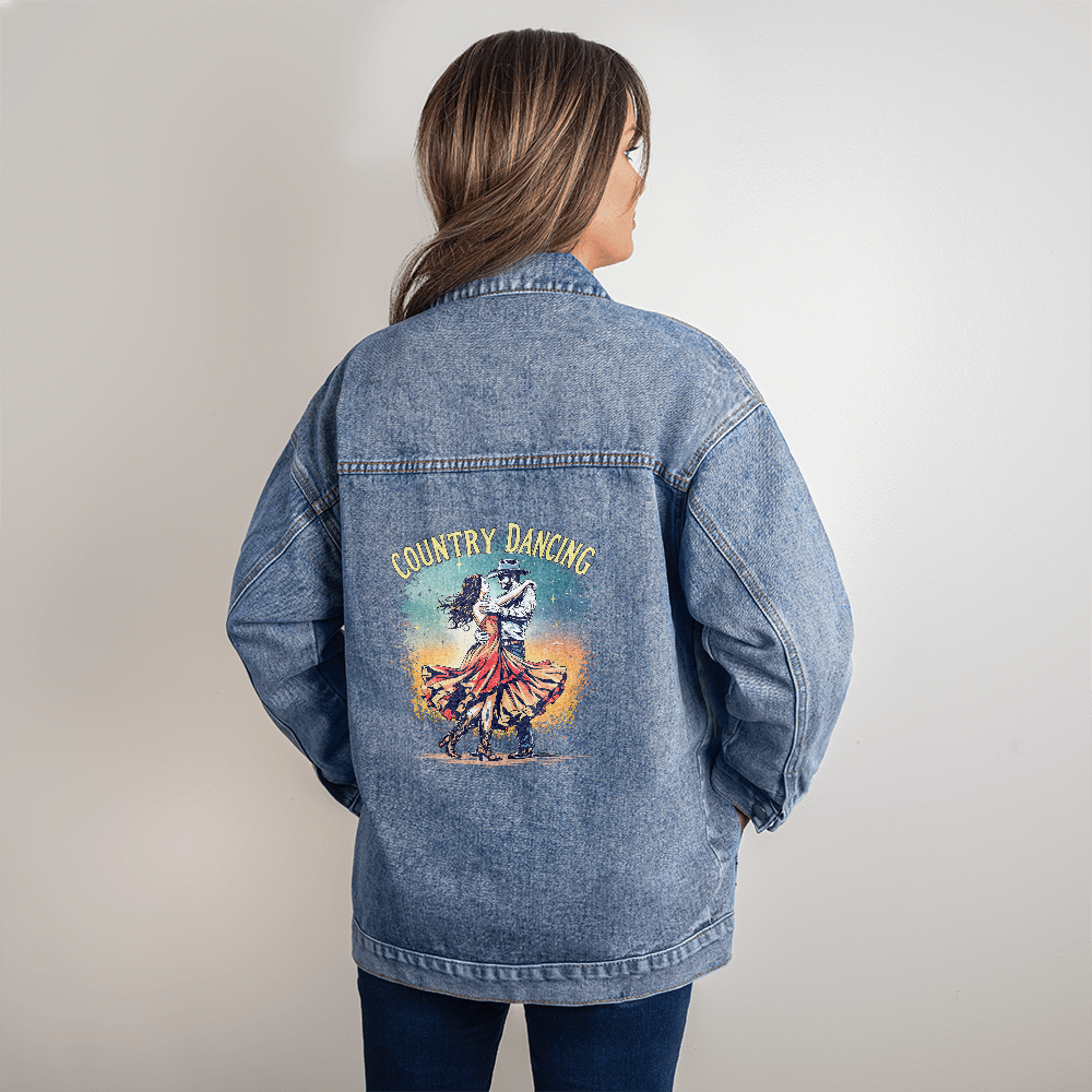 Country Dancing Oversized Denim Jacket – Women's Western Style