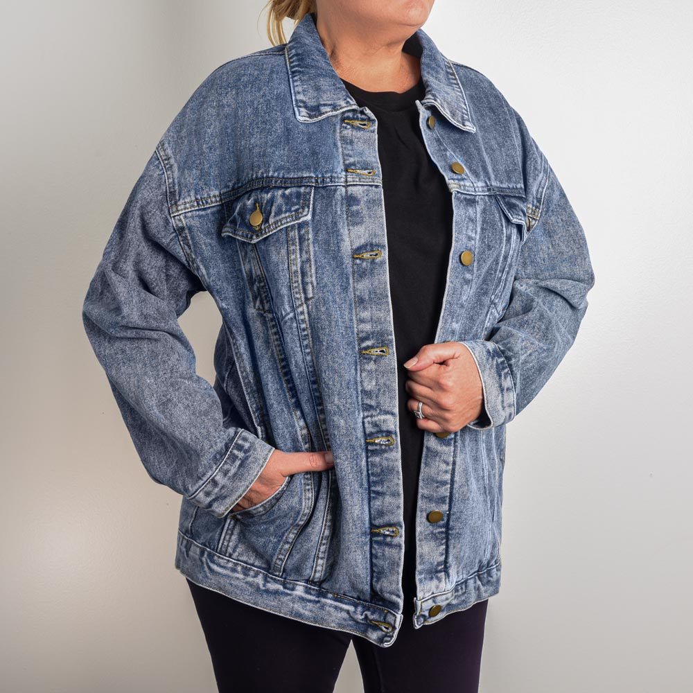 Country Dancing Oversized Denim Jacket – Women's Western Style