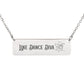 Line Dance Diva Horizontal Bar Necklace – Personalized Gift for Country Dancers, Custom Engraving on Back