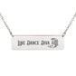 Line Dance Diva Horizontal Bar Necklace – Personalized Gift with Cowboy Boots & Flowers, Custom Engraving on Back