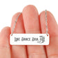 Line Dance Diva Horizontal Bar Necklace – Personalized Gift with Cowboy Boots & Flowers, Custom Engraving on Back
