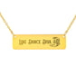 Line Dance Diva Horizontal Bar Necklace – Personalized Gift with Cowboy Boots & Flowers, Custom Engraving on Back