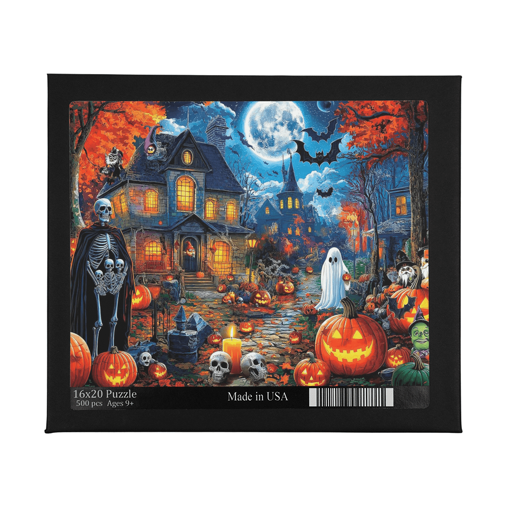 Haunted Halloween Night Puzzle – 500 - Piece Spooky Fun for Family & Friends - Versatile Zing