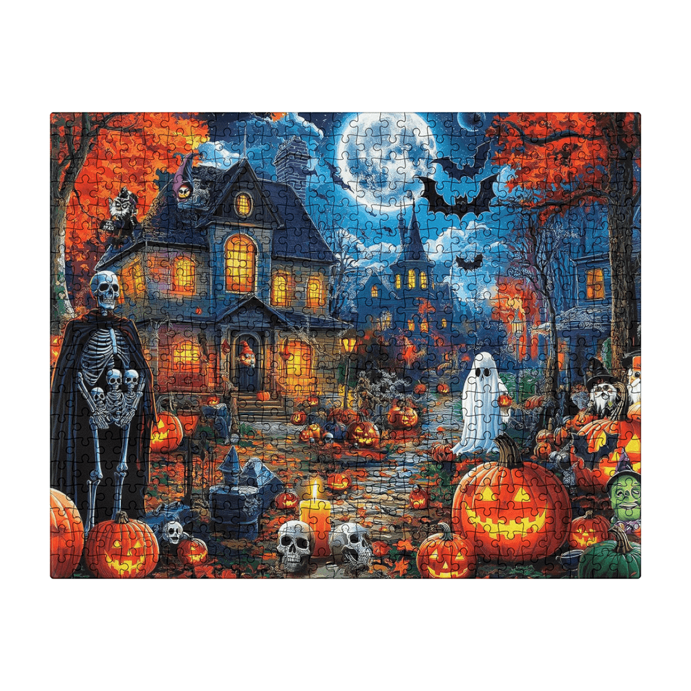 Haunted Halloween Night Puzzle – 500 - Piece Spooky Fun for Family & Friends - Versatile Zing