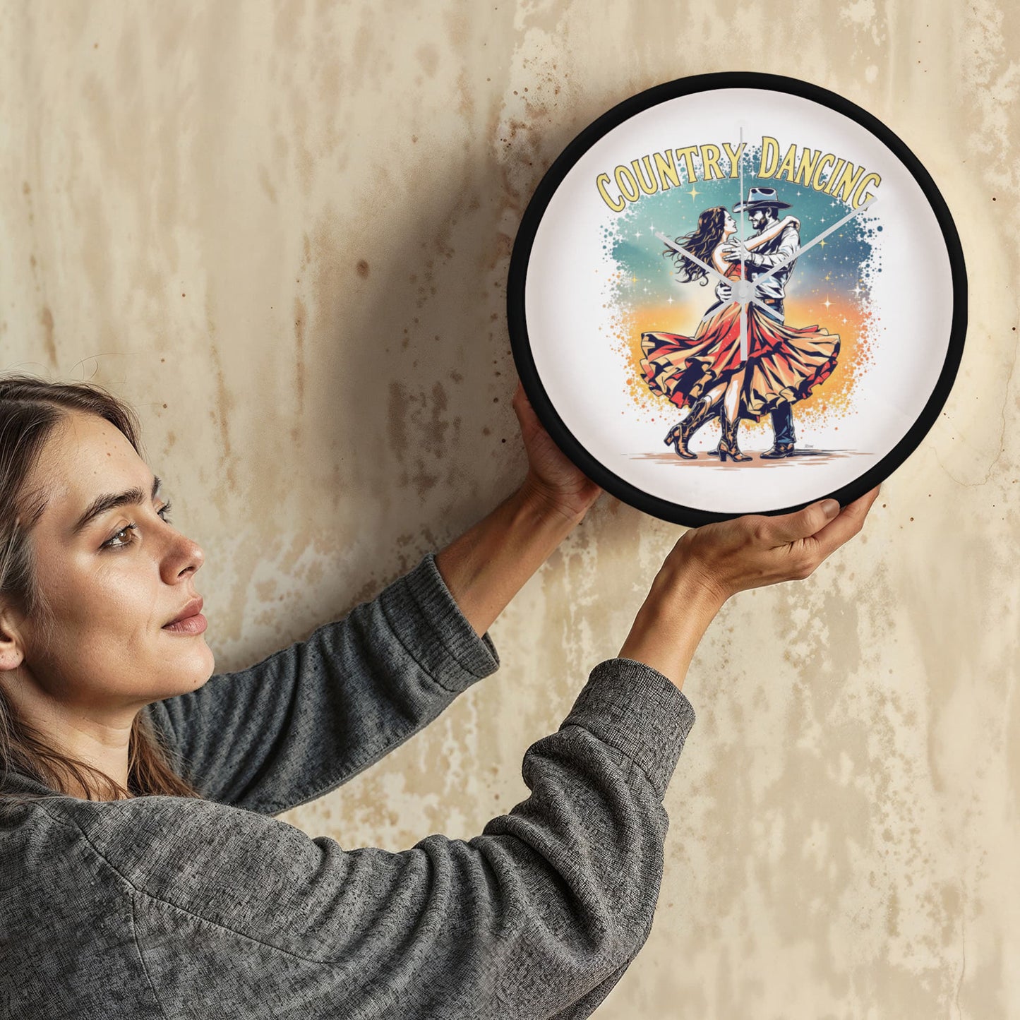 Country Dancing Wall Clock – Western Home Décor Gift
