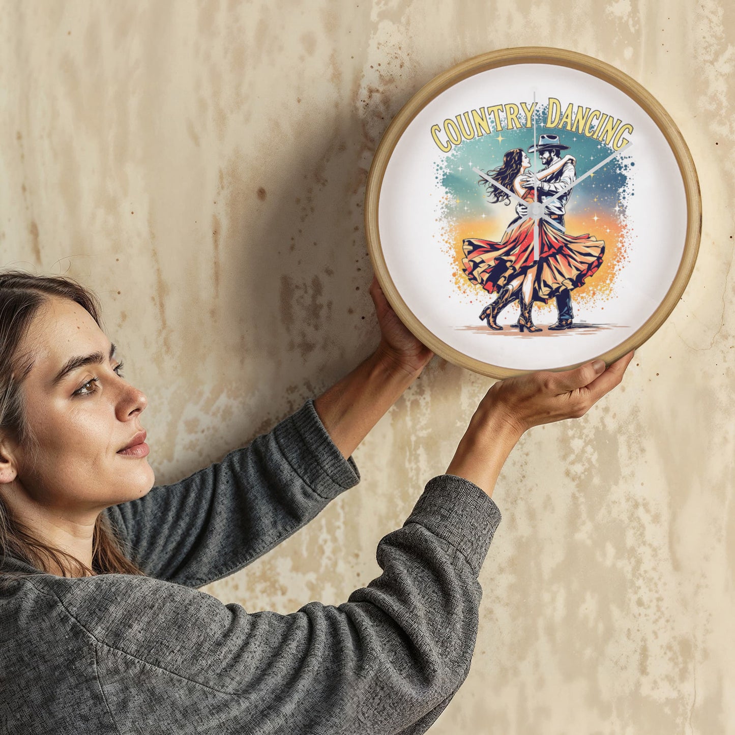 Country Dancing Wall Clock – Western Home Décor Gift