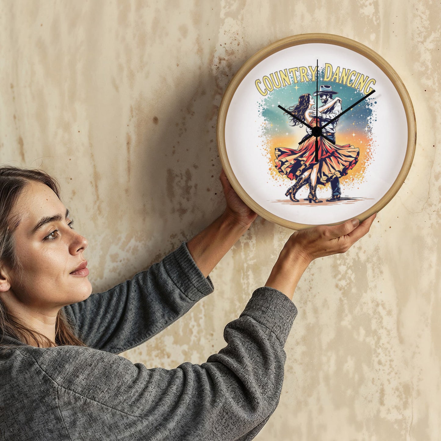 Country Dancing Wall Clock – Western Home Décor Gift