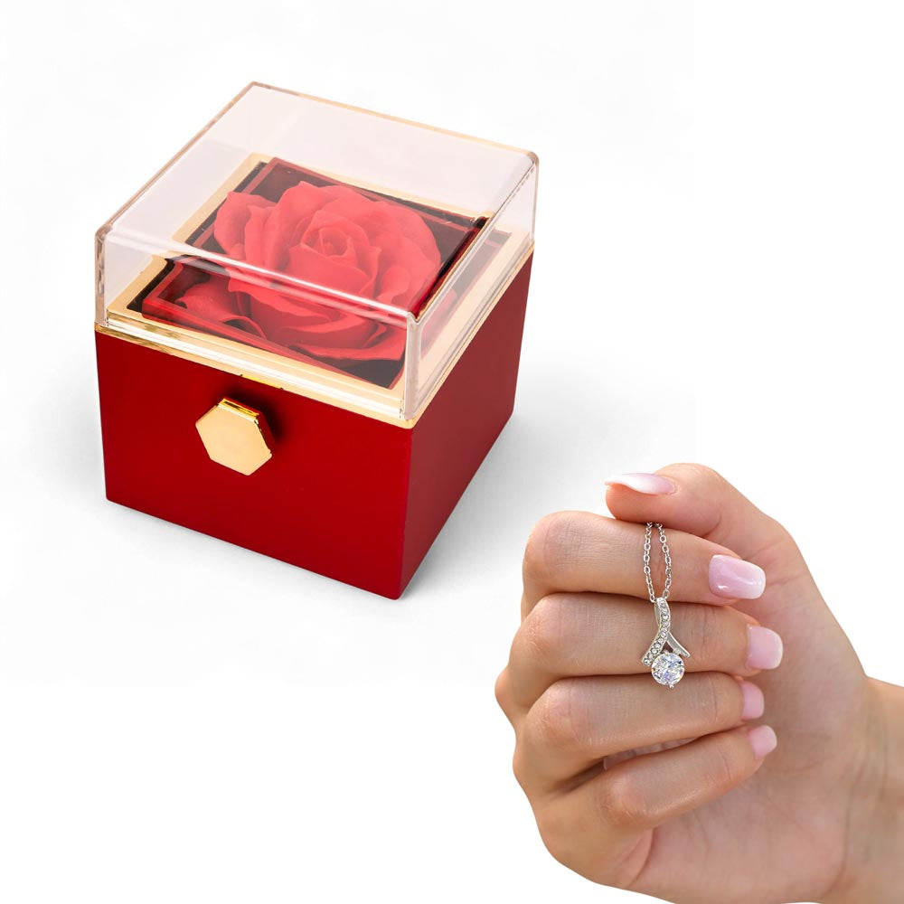 Enchanting Beauty Necklace with Rotating Rose Gift Box – Elegant Romantic Gift for Her