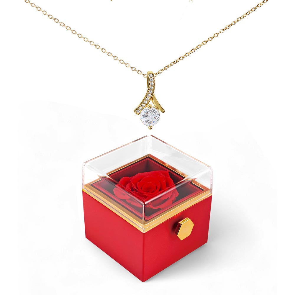 Enchanting Beauty Necklace with Rotating Rose Gift Box – Elegant Romantic Gift for Her