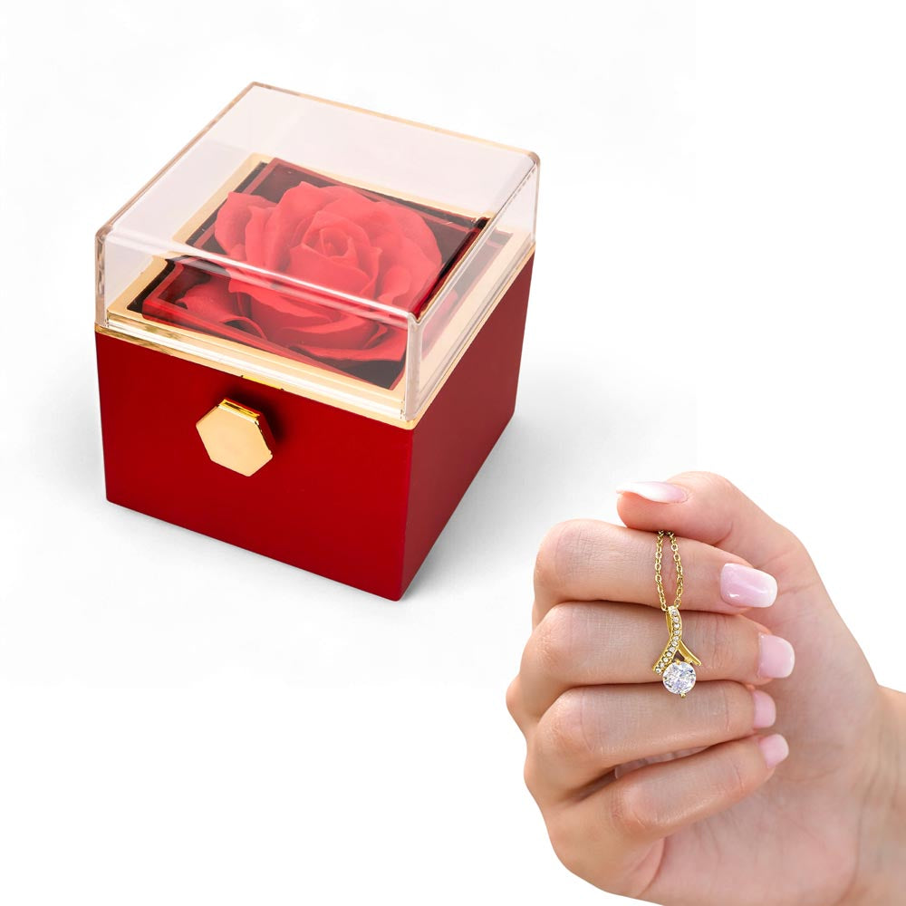 Enchanting Beauty Necklace with Rotating Rose Gift Box – Elegant Romantic Gift for Her